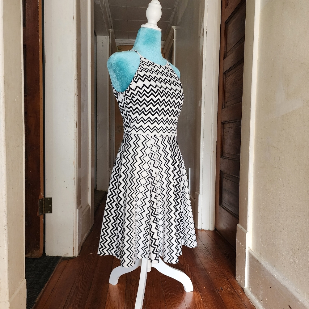 Emerald Sundae Zigzag Chevron Skater Dress